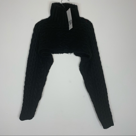 Zara black cable knit sleeve scarf blogger favorit - Picture 15 of 17